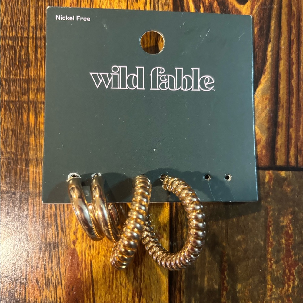 Wild Fable Gold Textured Hoop Earrings
